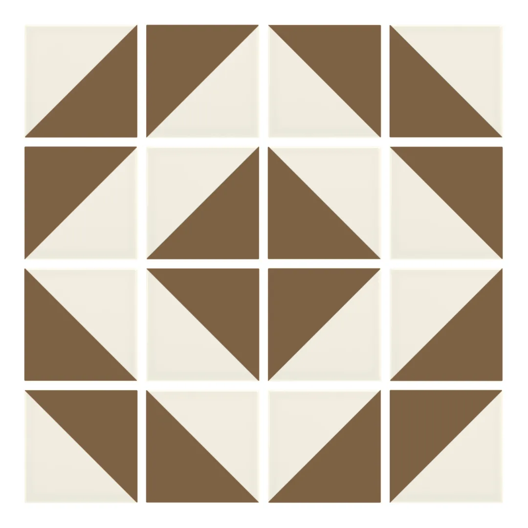 Patrón 5 de colocación de Azulejo Trigone Crema 10x10 Marrón Caramelo Mate