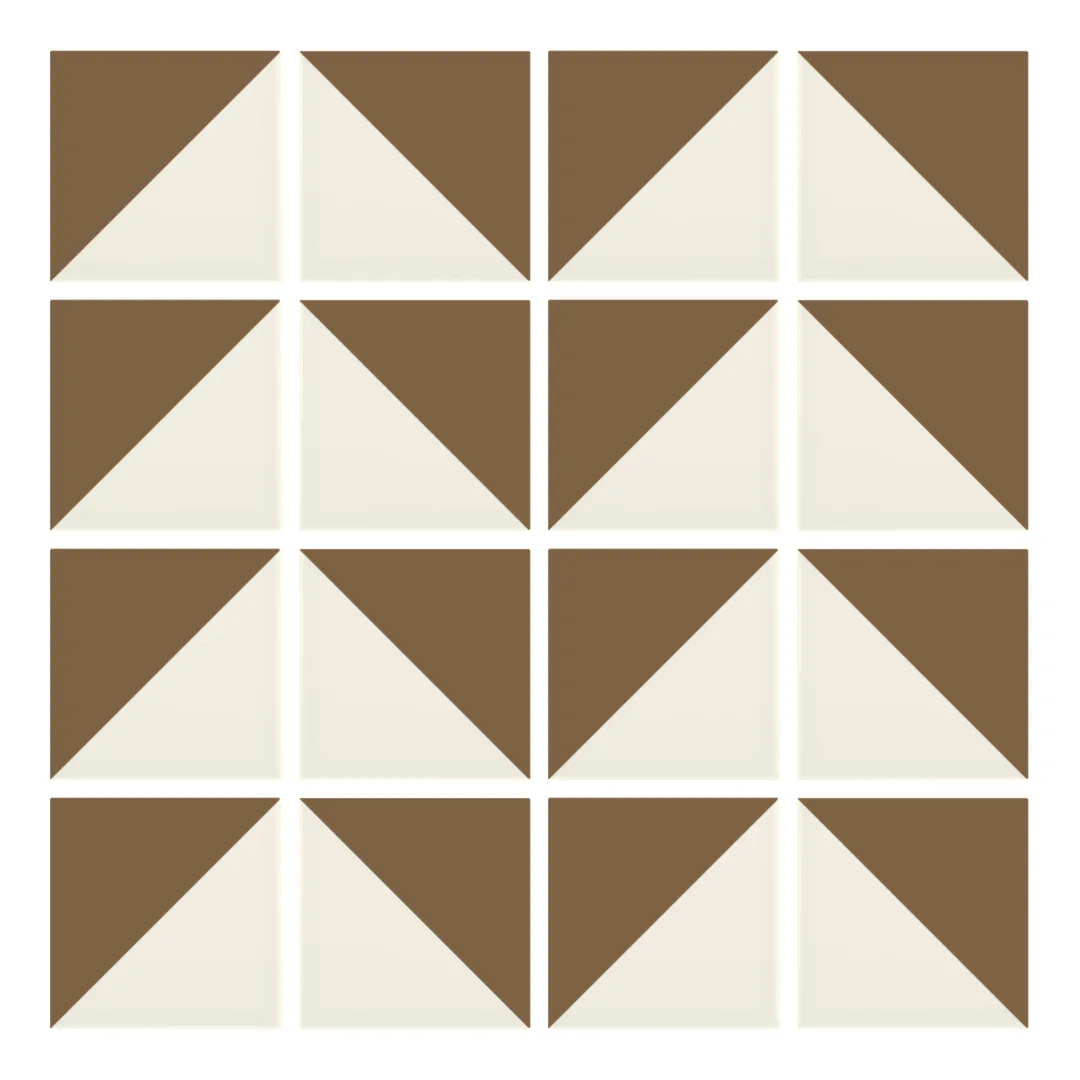 Patrón 6 de colocación de Azulejo Trigone Crema 10x10 Marrón Caramelo Mate