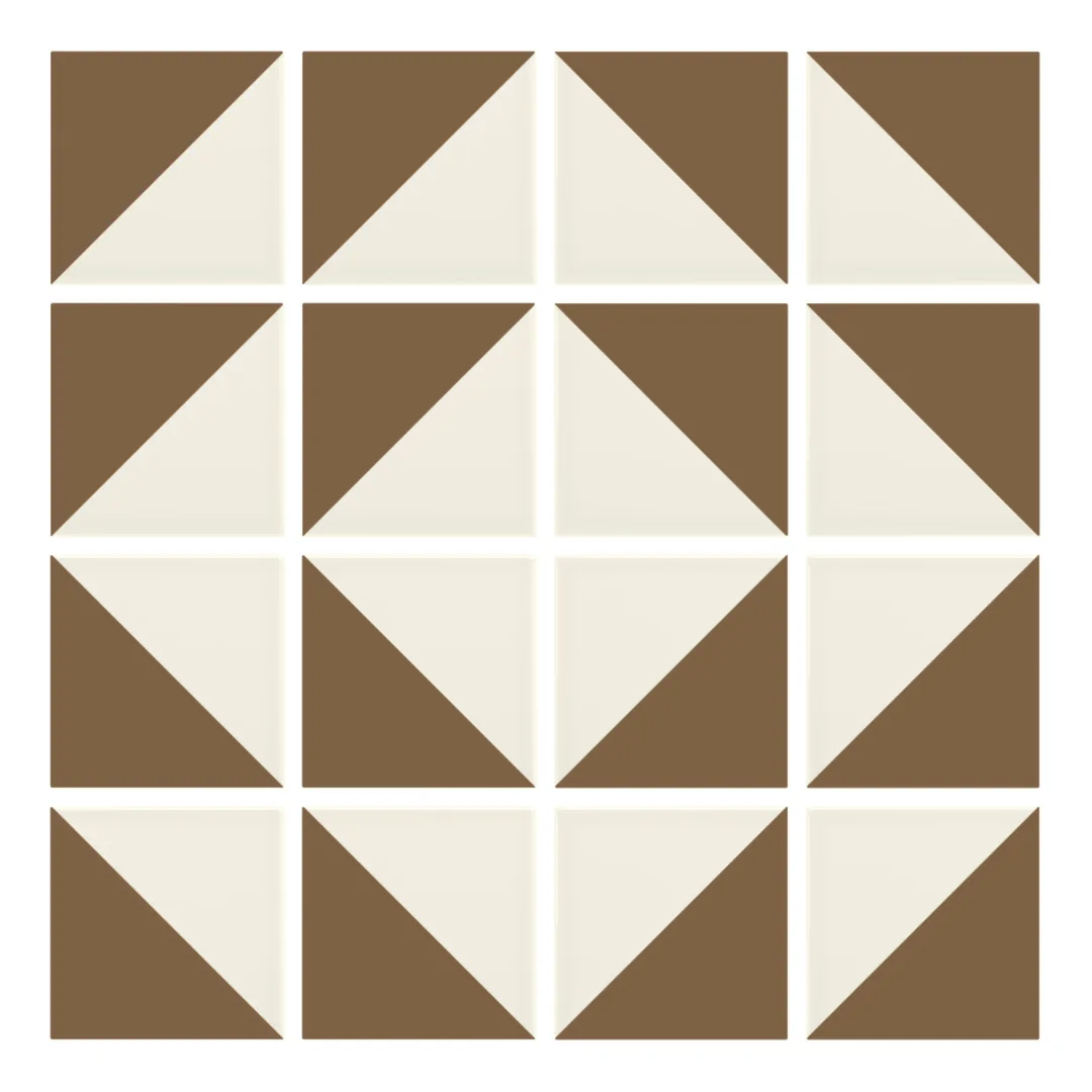 Patrón 7 de colocación de Azulejo Trigone Crema 10x10 Marrón Caramelo Mate