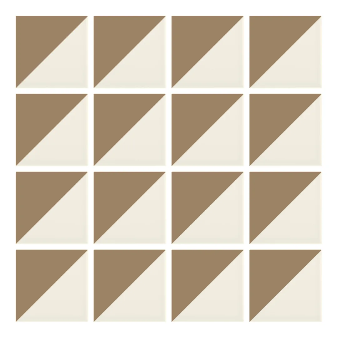 Patrón 1 de colocación de Azulejo Trigone Crema 10x10 Marrón Champiñón Brillo