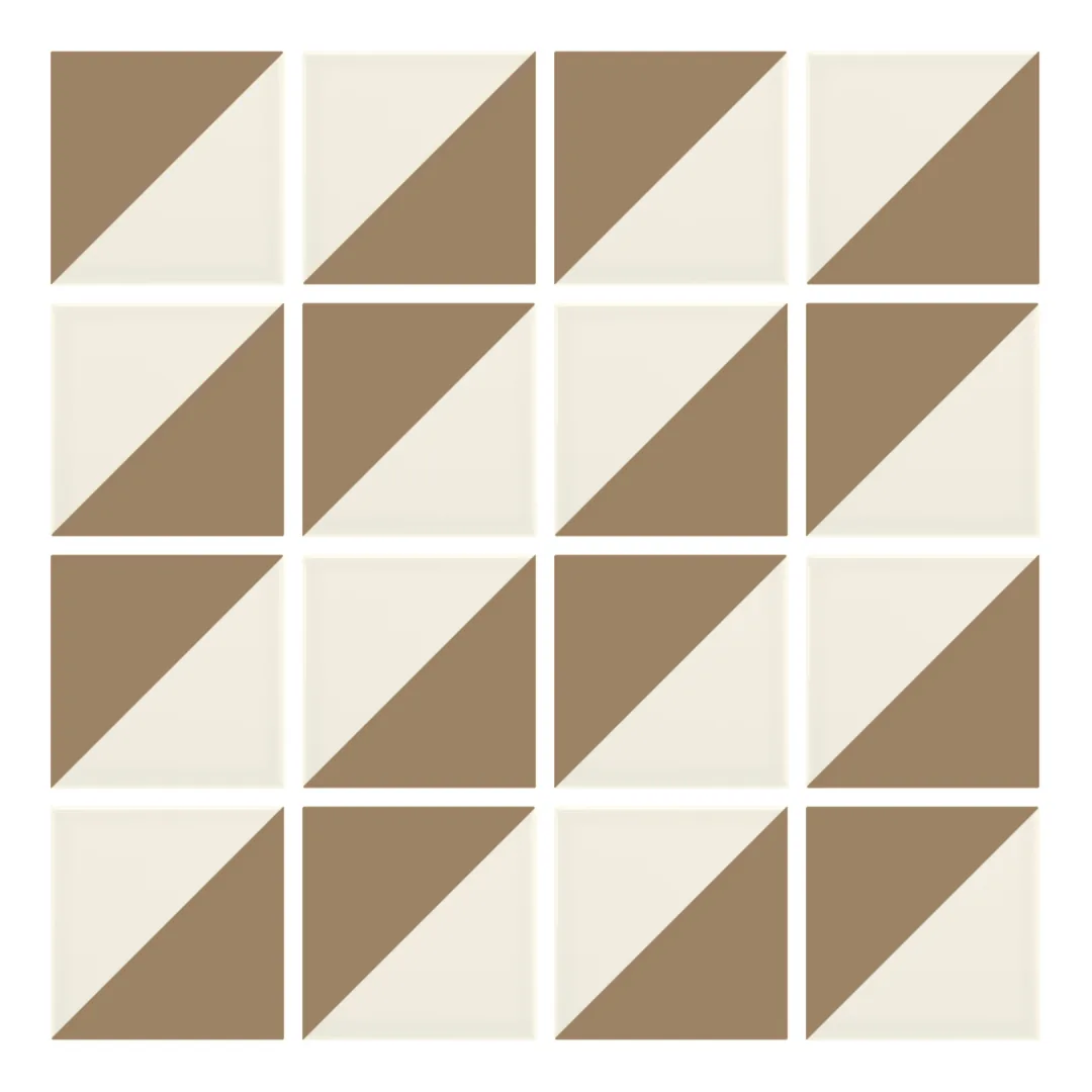 Patrón 2 de colocación de Azulejo Trigone Crema 10x10 Marrón Champiñón Brillo