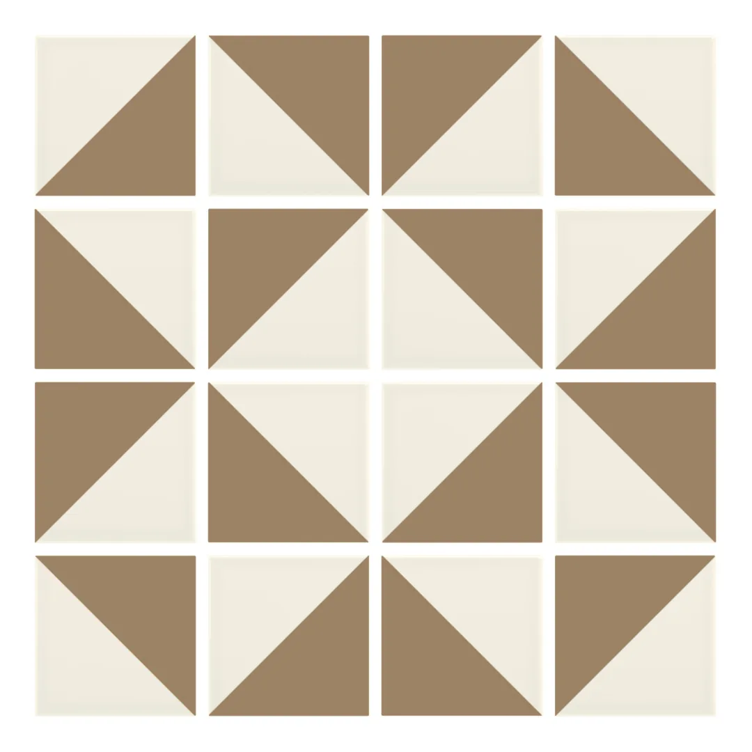 Patrón 3 de colocación de Azulejo Trigone Crema 10x10 Marrón Champiñón Brillo