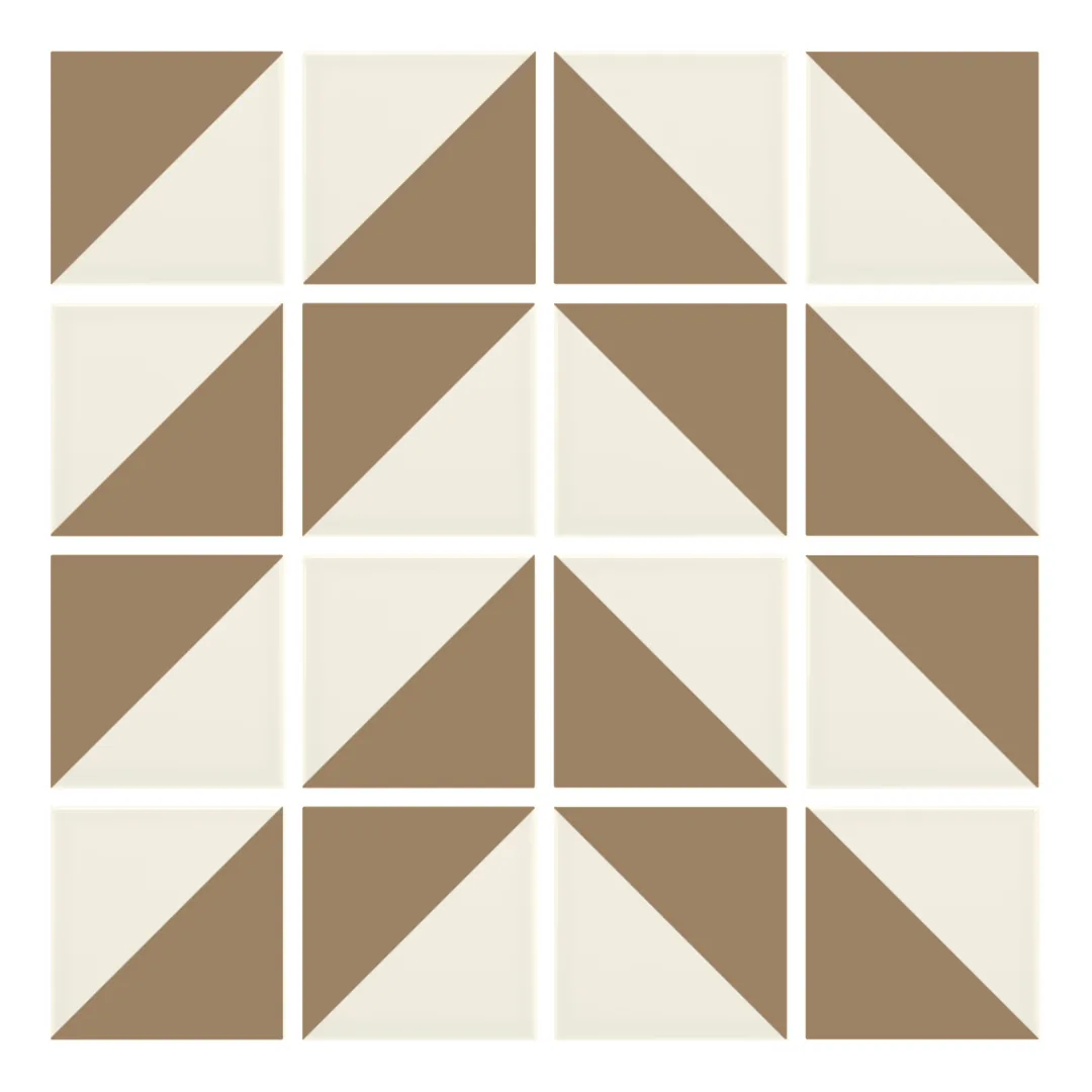 Patrón 4 de colocación de Azulejo Trigone Crema 10x10 Marrón Champiñón Brillo