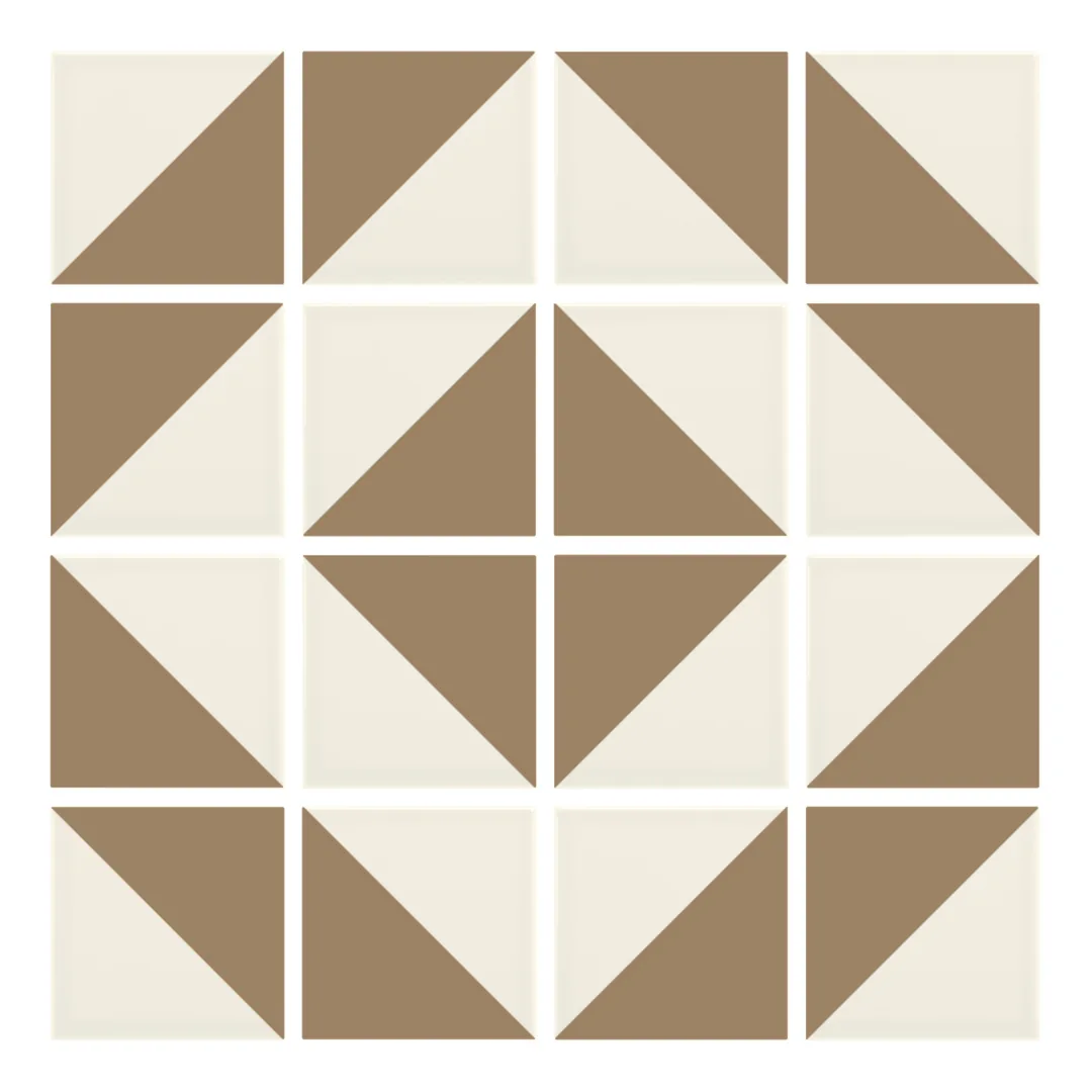 Patrón 5 de colocación de Azulejo Trigone Crema 10x10 Marrón Champiñón Brillo
