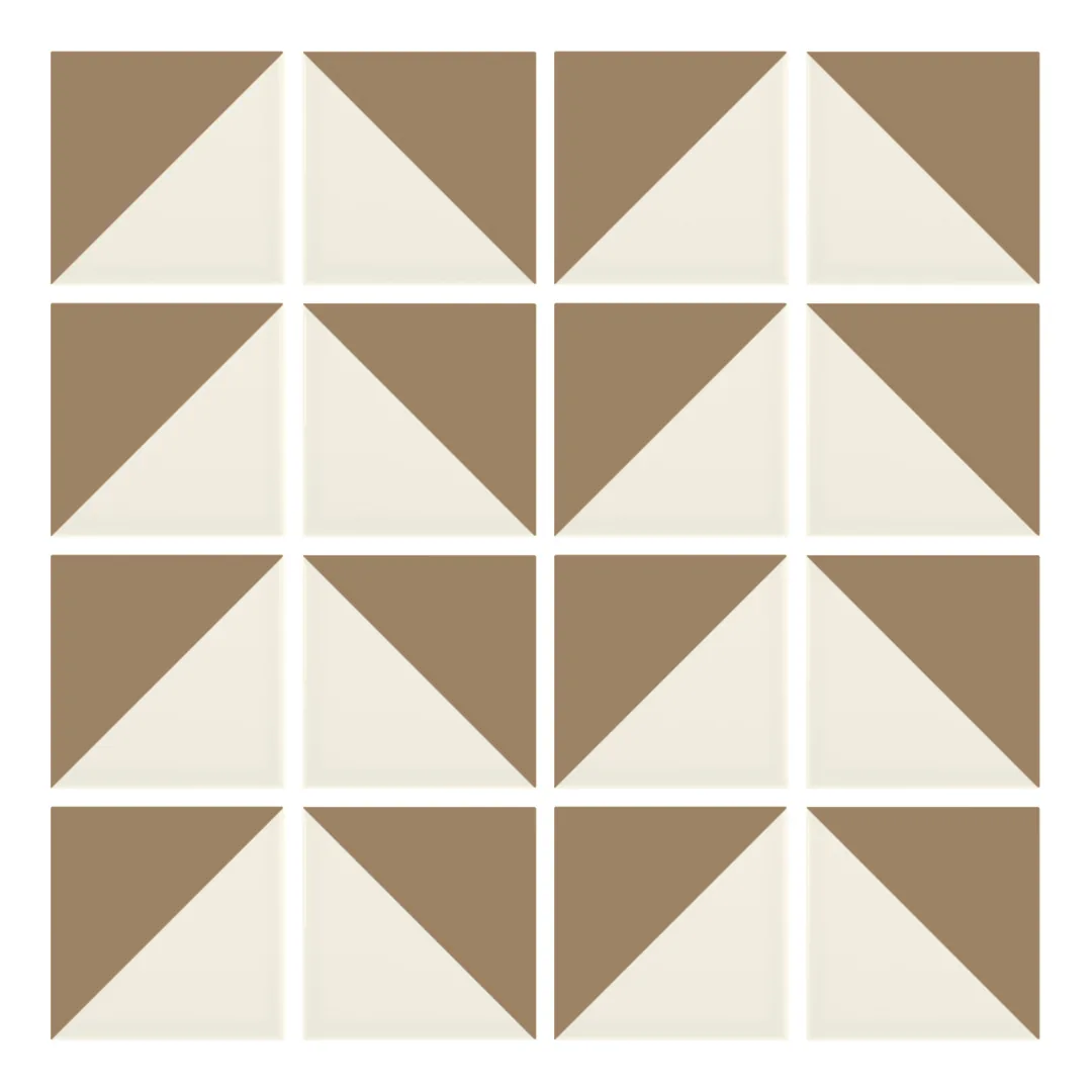 Patrón 6 de colocación de Azulejo Trigone Crema 10x10 Marrón Champiñón Brillo