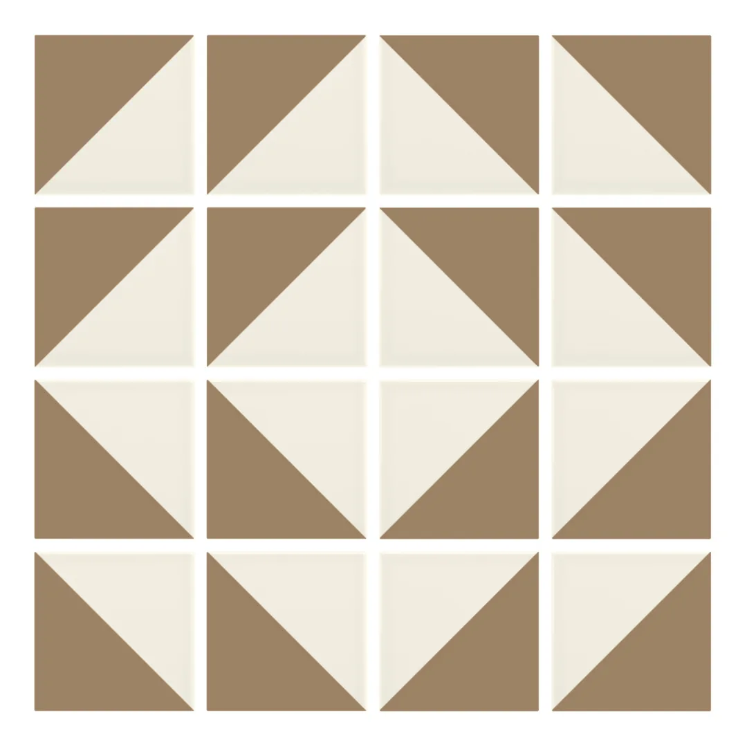Patrón 7 de colocación de Azulejo Trigone Crema 10x10 Marrón Champiñón Brillo