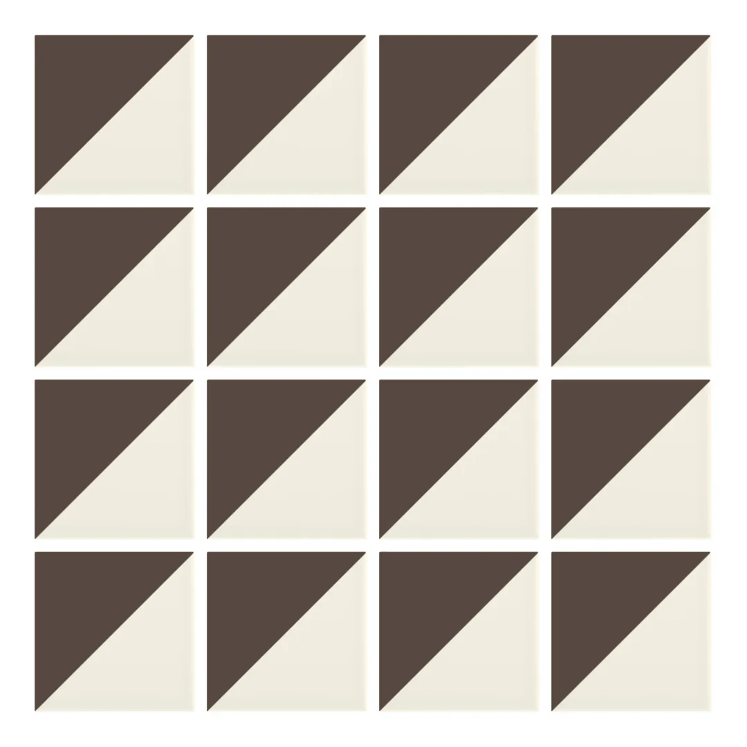 Patrón 1 de colocación de Azulejo Trigone Crema 10x10 Marrón Chocolate Mate