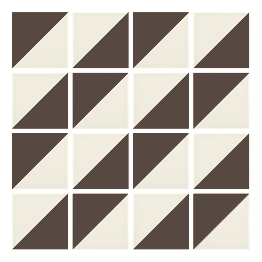 Patrón 2 de colocación de Azulejo Trigone Crema 10x10 Marrón Chocolate Mate