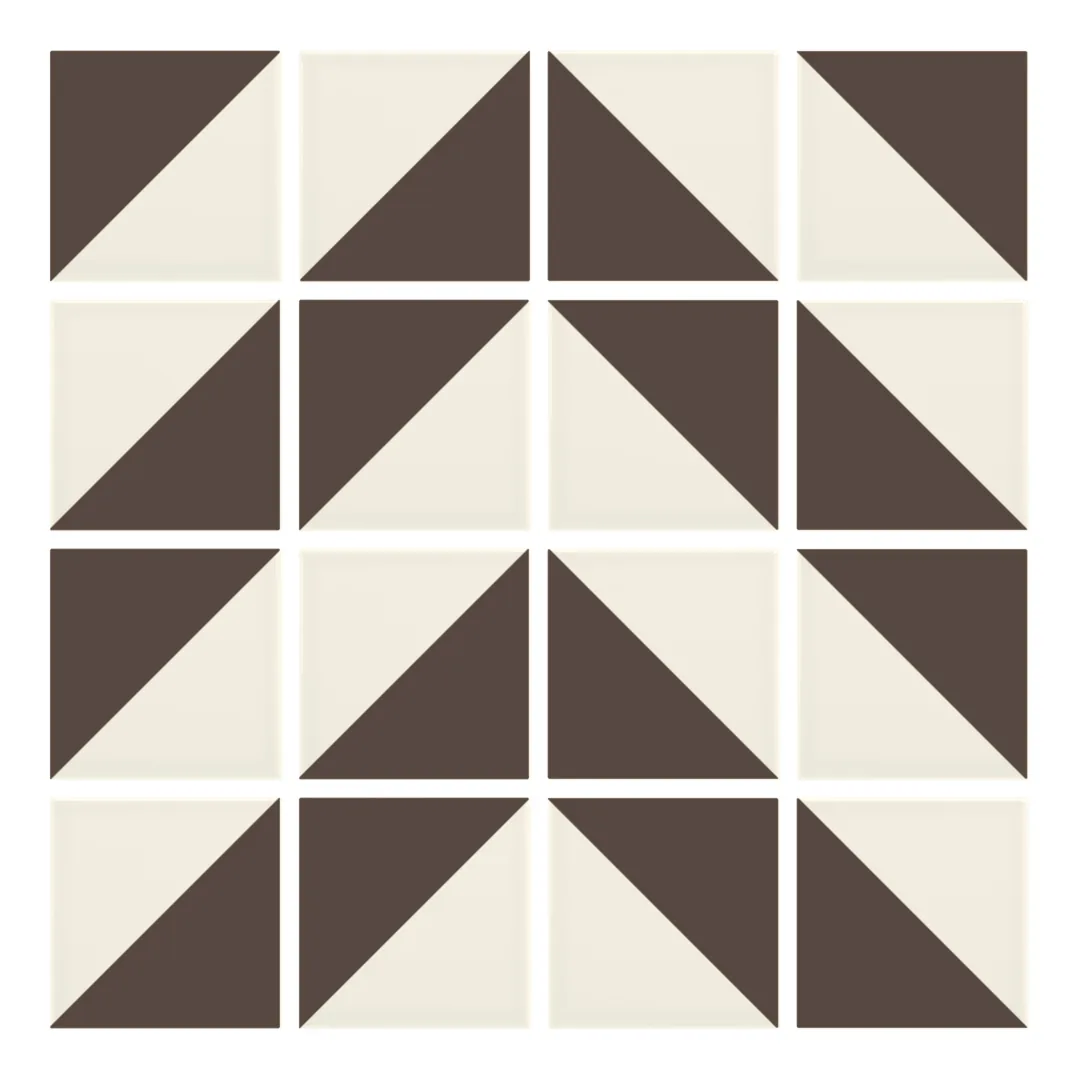 Patrón 4 de colocación de Azulejo Trigone Crema 10x10 Marrón Chocolate Mate