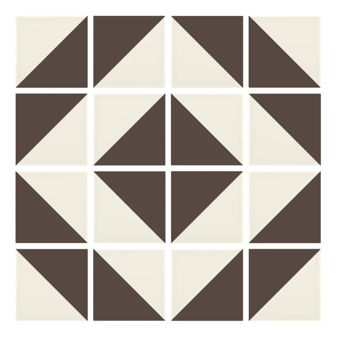 Patrón 5 de colocación de Azulejo Trigone Crema 10x10 Marrón Chocolate Mate