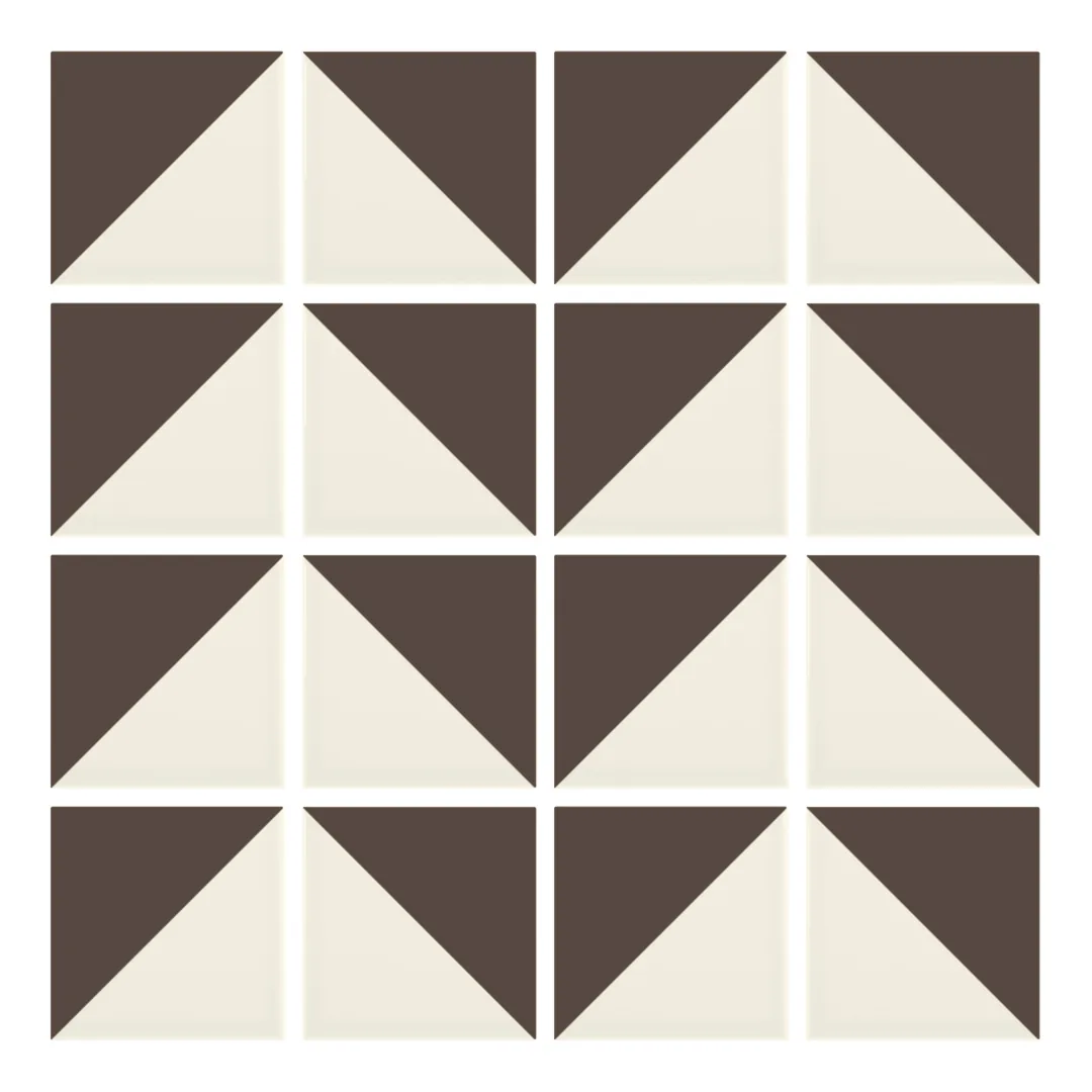 Patrón 6 de colocación de Azulejo Trigone Crema 10x10 Marrón Chocolate Mate