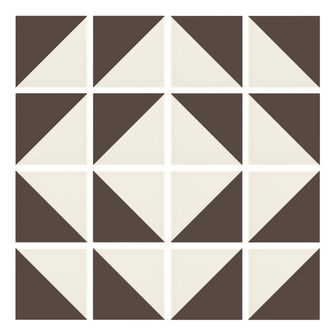 Patrón 7 de colocación de Azulejo Trigone Crema 10x10 Marrón Chocolate Mate