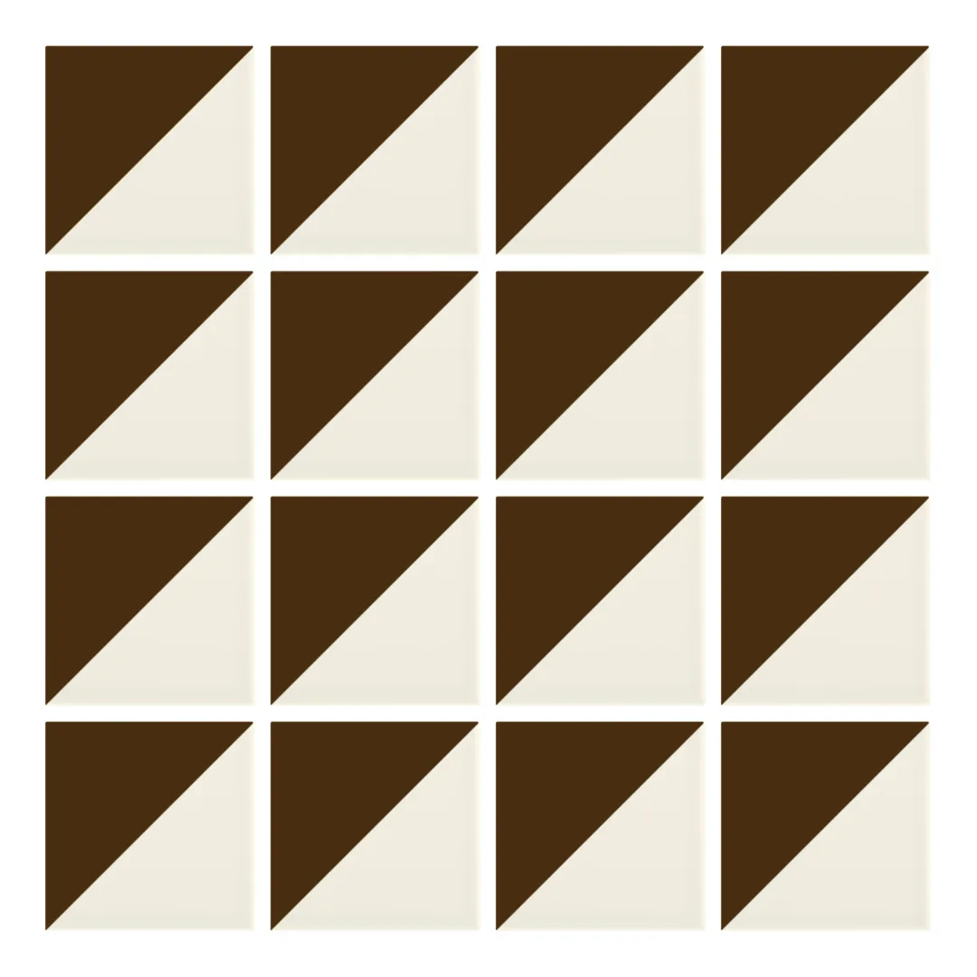 Patrón 1 de colocación de Azulejo Trigone Crema 10x10 Marrón Mocca Brillo