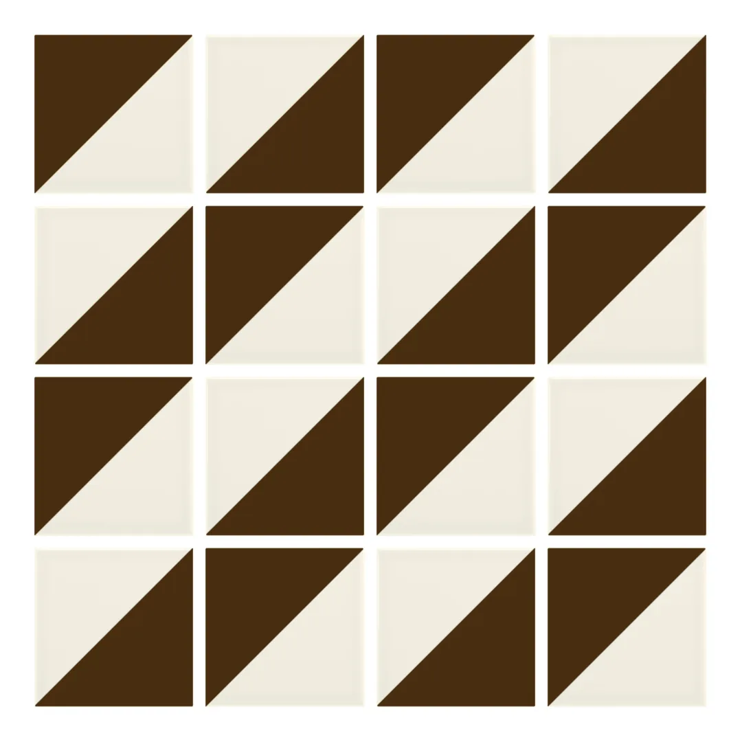 Patrón 2 de colocación de Azulejo Trigone Crema 10x10 Marrón Mocca Brillo