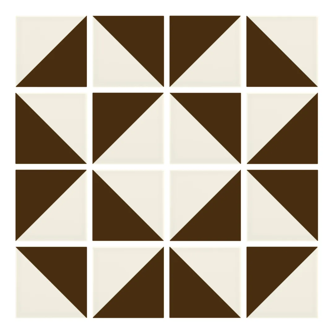 Patrón 3 de colocación de Azulejo Trigone Crema 10x10 Marrón Mocca Brillo