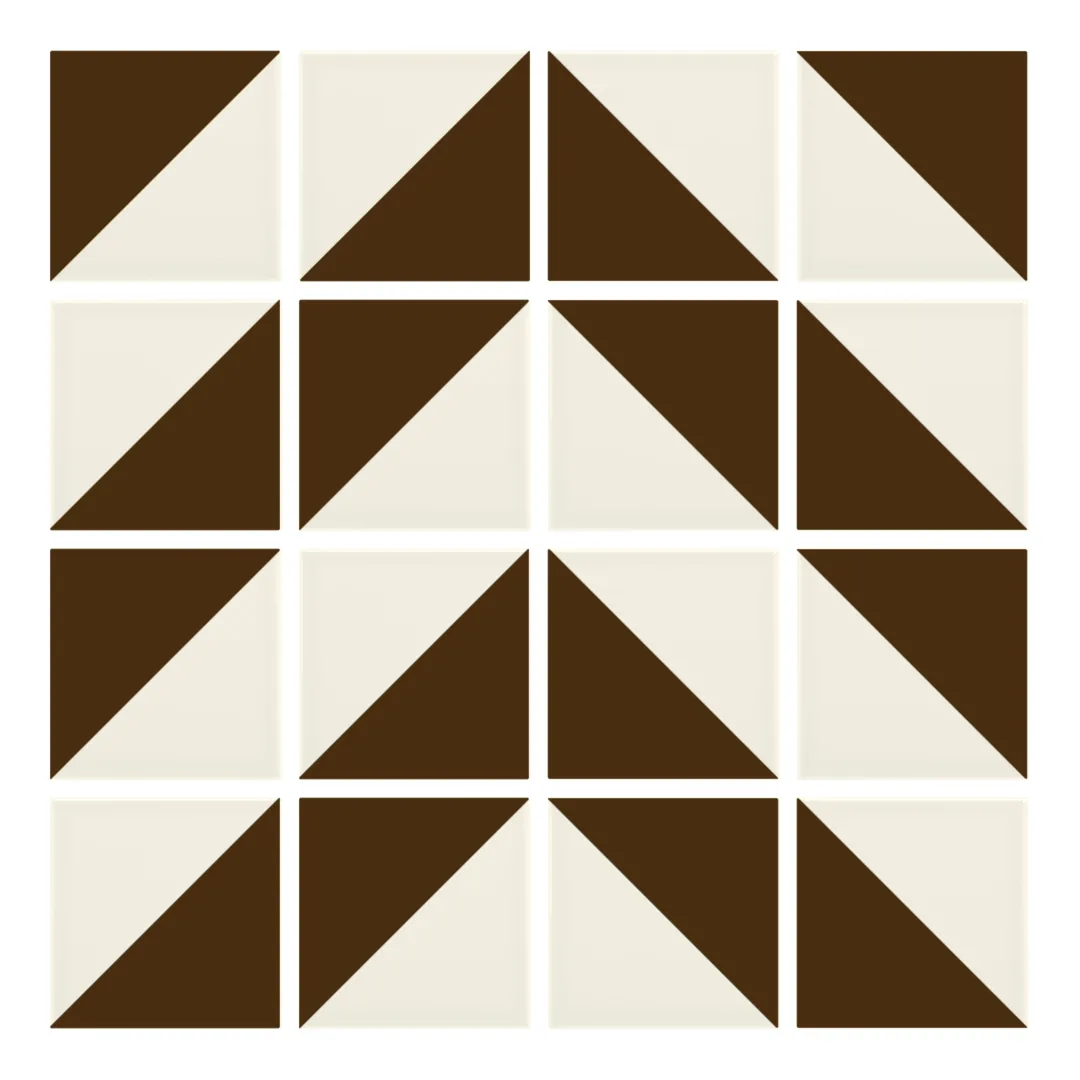 Patrón 4 de colocación de Azulejo Trigone Crema 10x10 Marrón Mocca Brillo