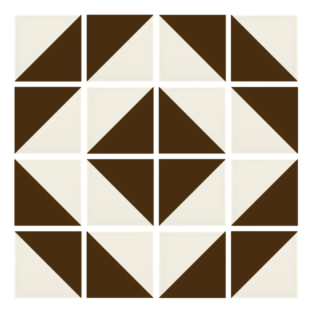 Patrón 5 de colocación de Azulejo Trigone Crema 10x10 Marrón Mocca Brillo