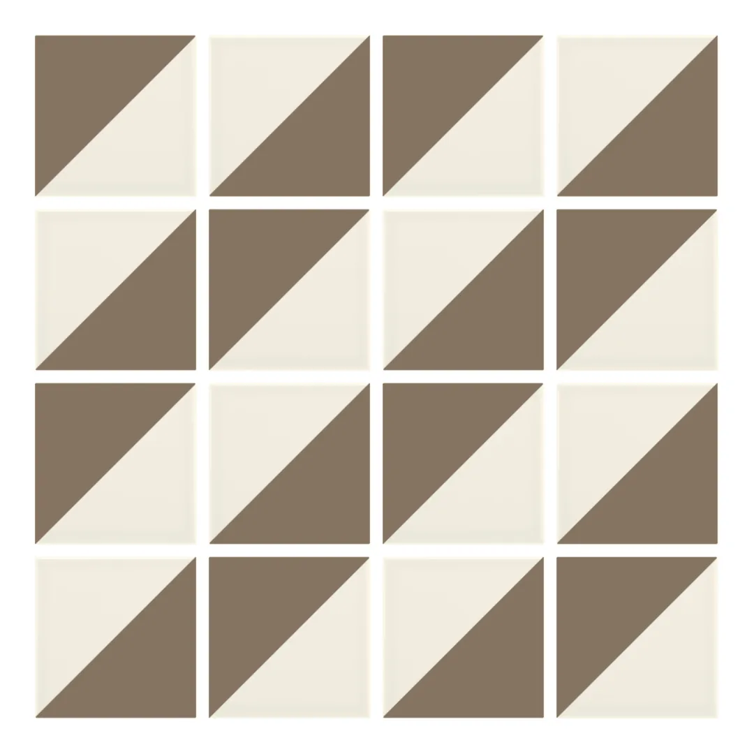 Patrón 2 de colocación de Azulejo Trigone Crema 10x10 Marrón Piedra Mate