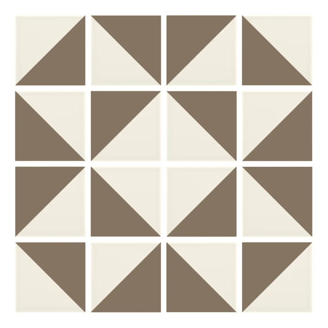 Patrón 3 de colocación de Azulejo Trigone Crema 10x10 Marrón Piedra Mate