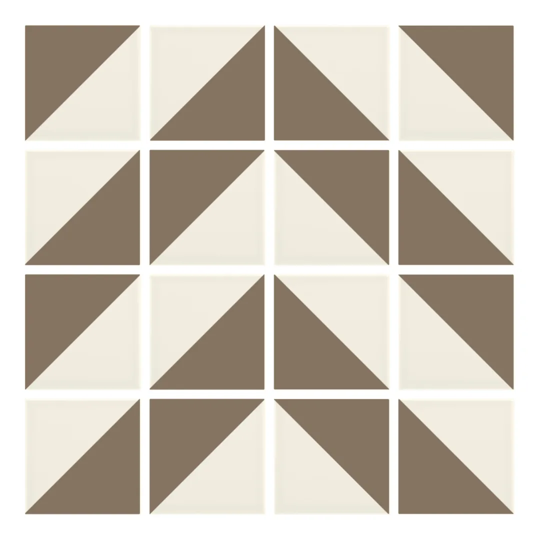 Patrón 4 de colocación de Azulejo Trigone Crema 10x10 Marrón Piedra Mate