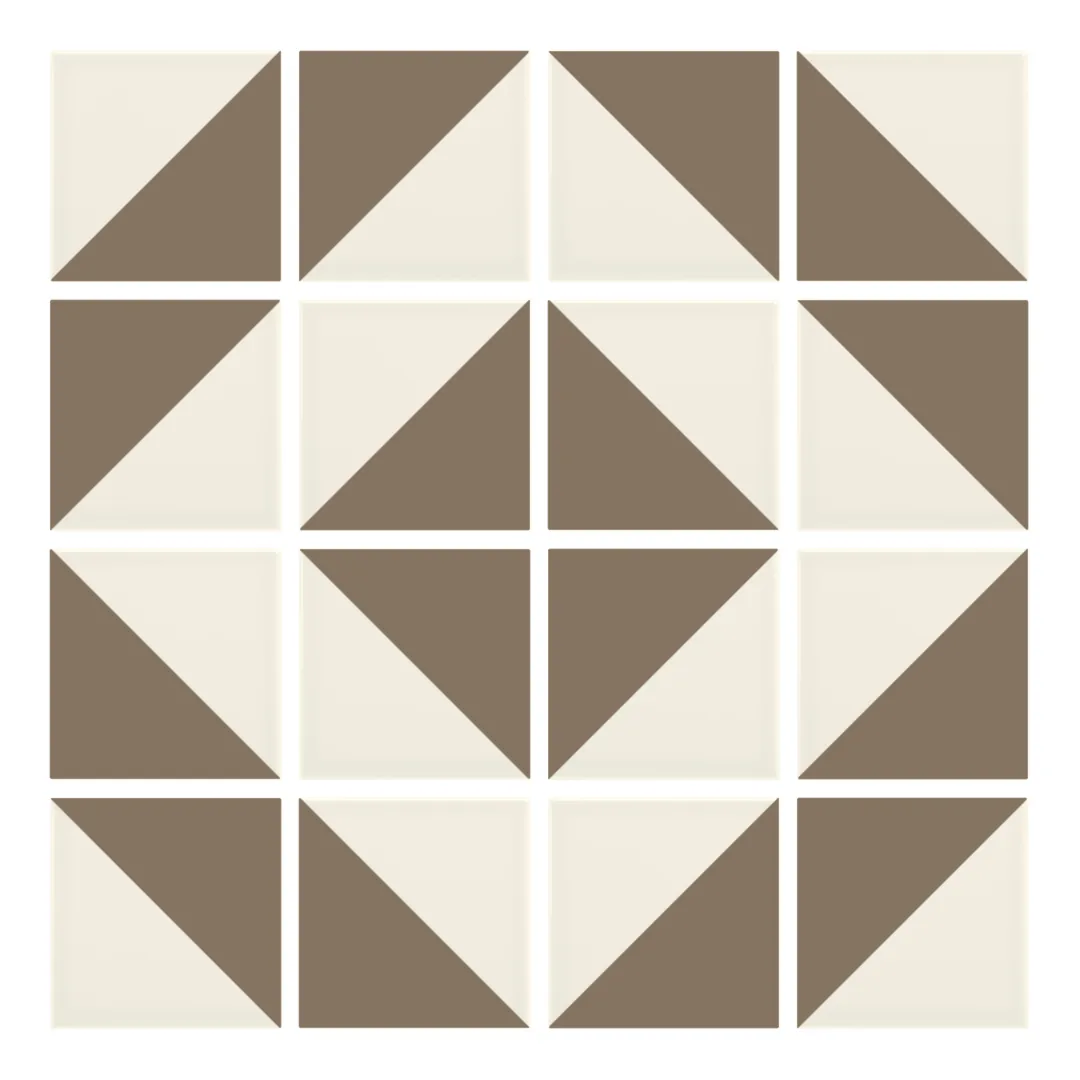Patrón 5 de colocación de Azulejo Trigone Crema 10x10 Marrón Piedra Mate