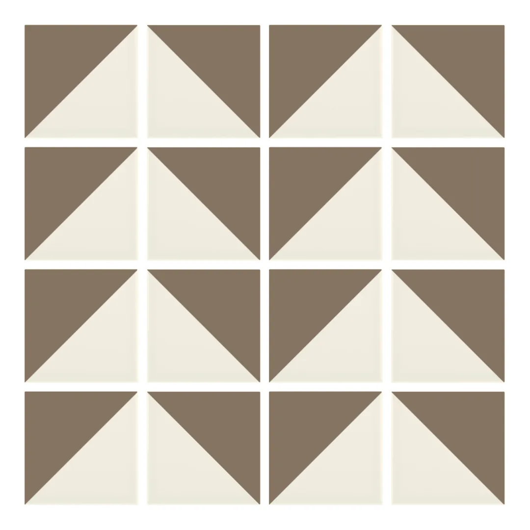 Patrón 6 de colocación de Azulejo Trigone Crema 10x10 Marrón Piedra Mate