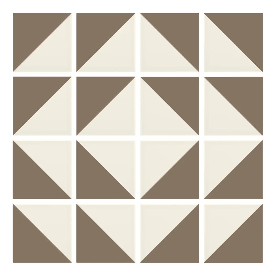 Patrón 7 de colocación de Azulejo Trigone Crema 10x10 Marrón Piedra Mate