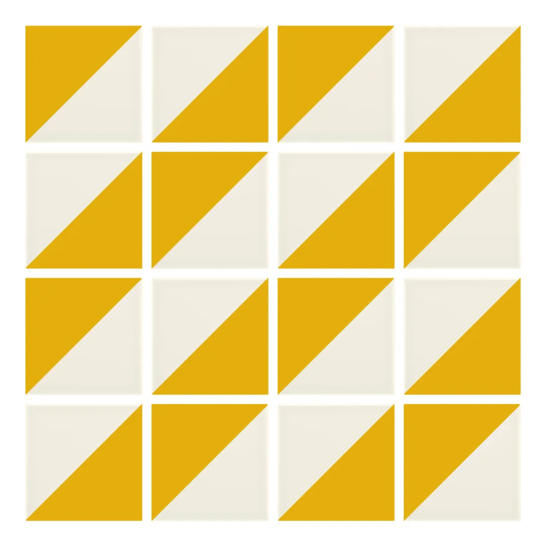 Patrón 2 de colocación de Azulejo Trigone Crema 10x10 Mostaza Brillo