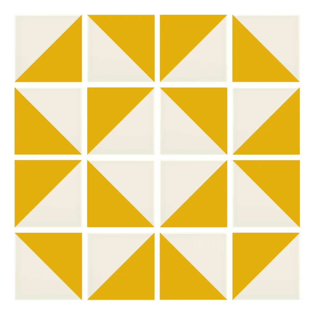 Patrón 3 de colocación de Azulejo Trigone Crema 10x10 Mostaza Brillo