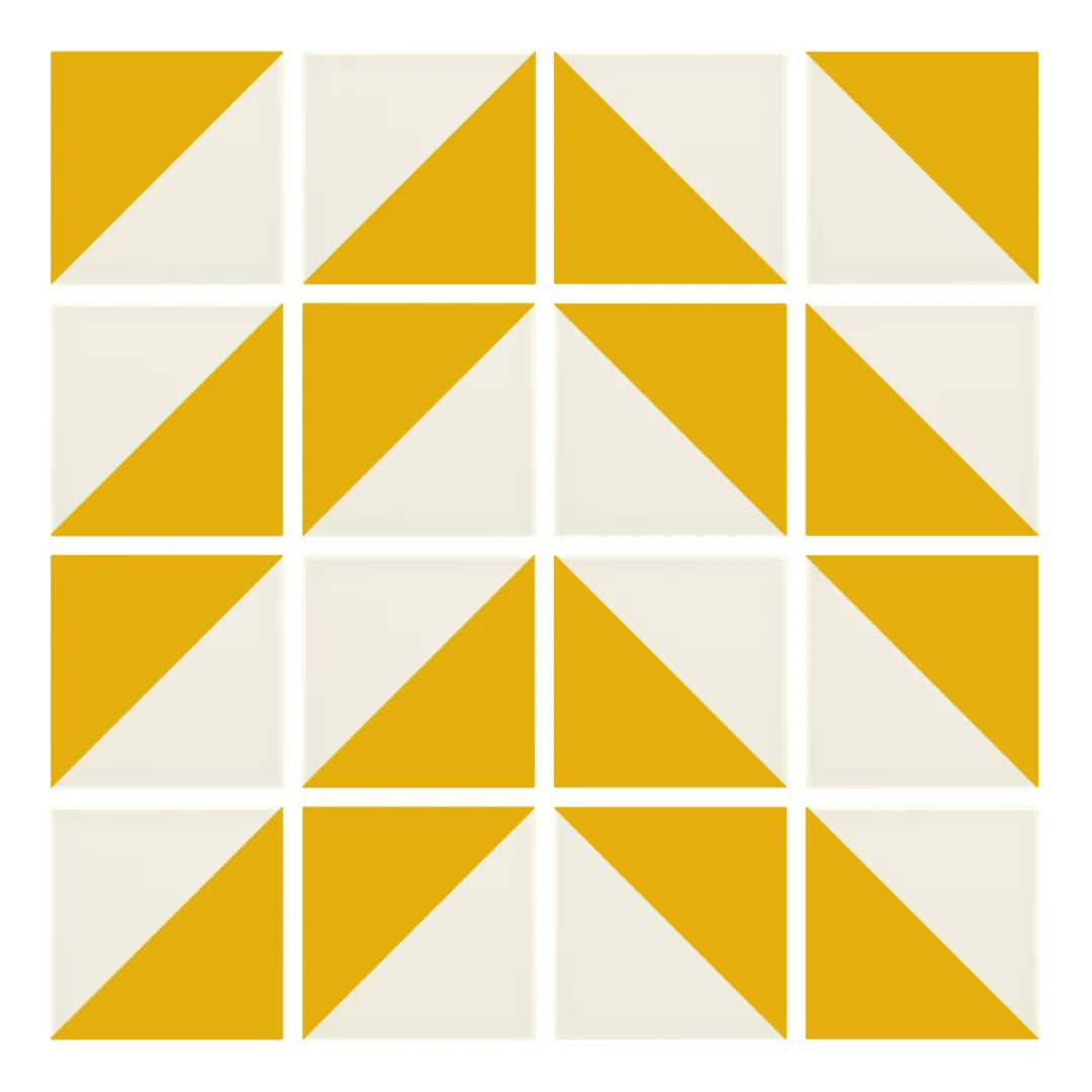 Patrón 4 de colocación de Azulejo Trigone Crema 10x10 Mostaza Brillo