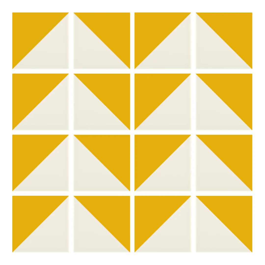 Patrón 6 de colocación de Azulejo Trigone Crema 10x10 Mostaza Brillo