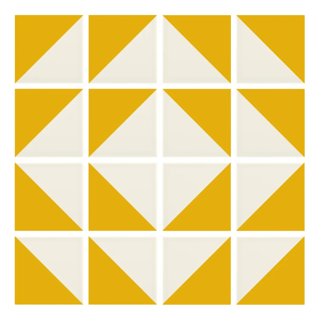 Patrón 7 de colocación de Azulejo Trigone Crema 10x10 Mostaza Brillo