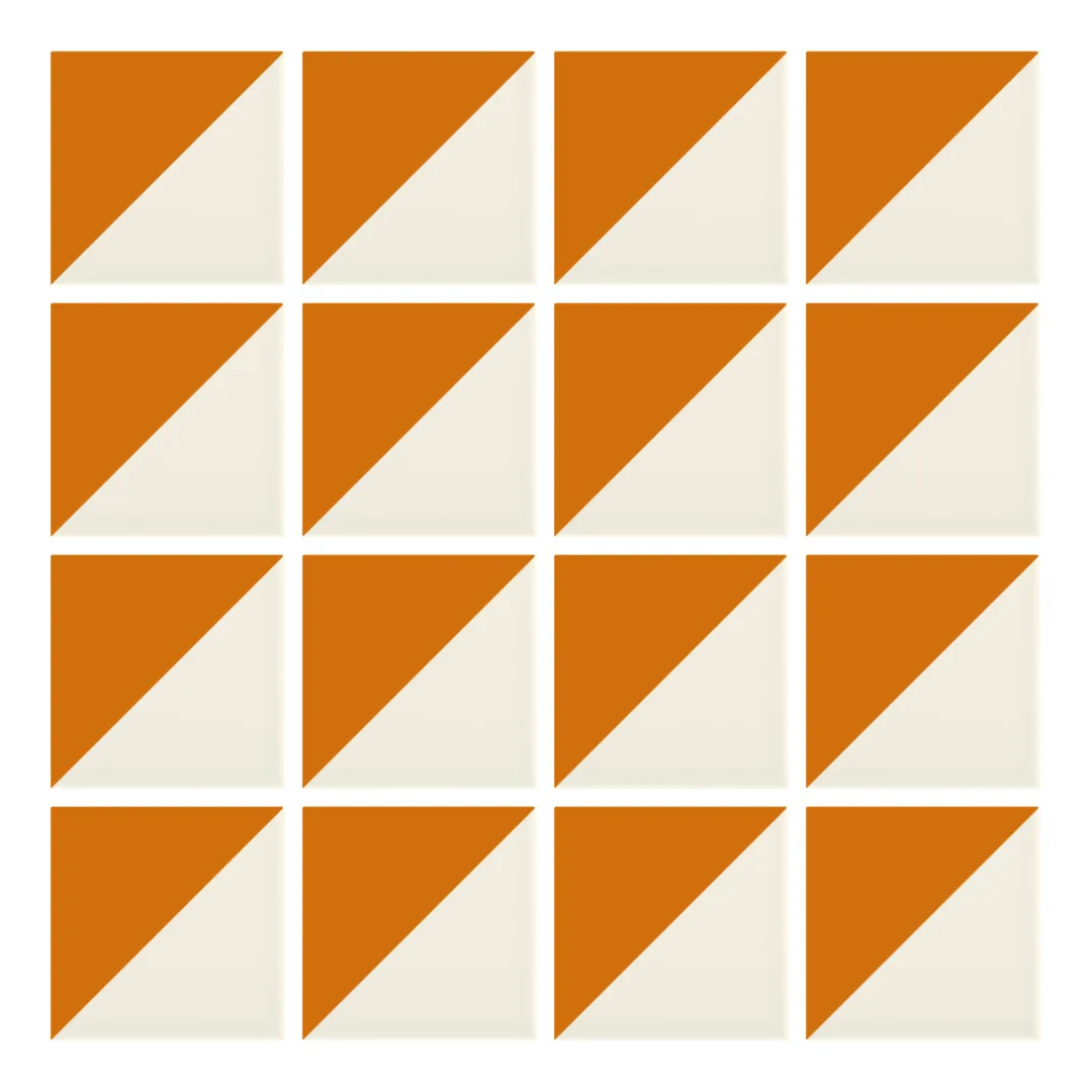 Patrón 1 de colocación de Azulejo Trigone Crema 10x10 Naranja Brillo