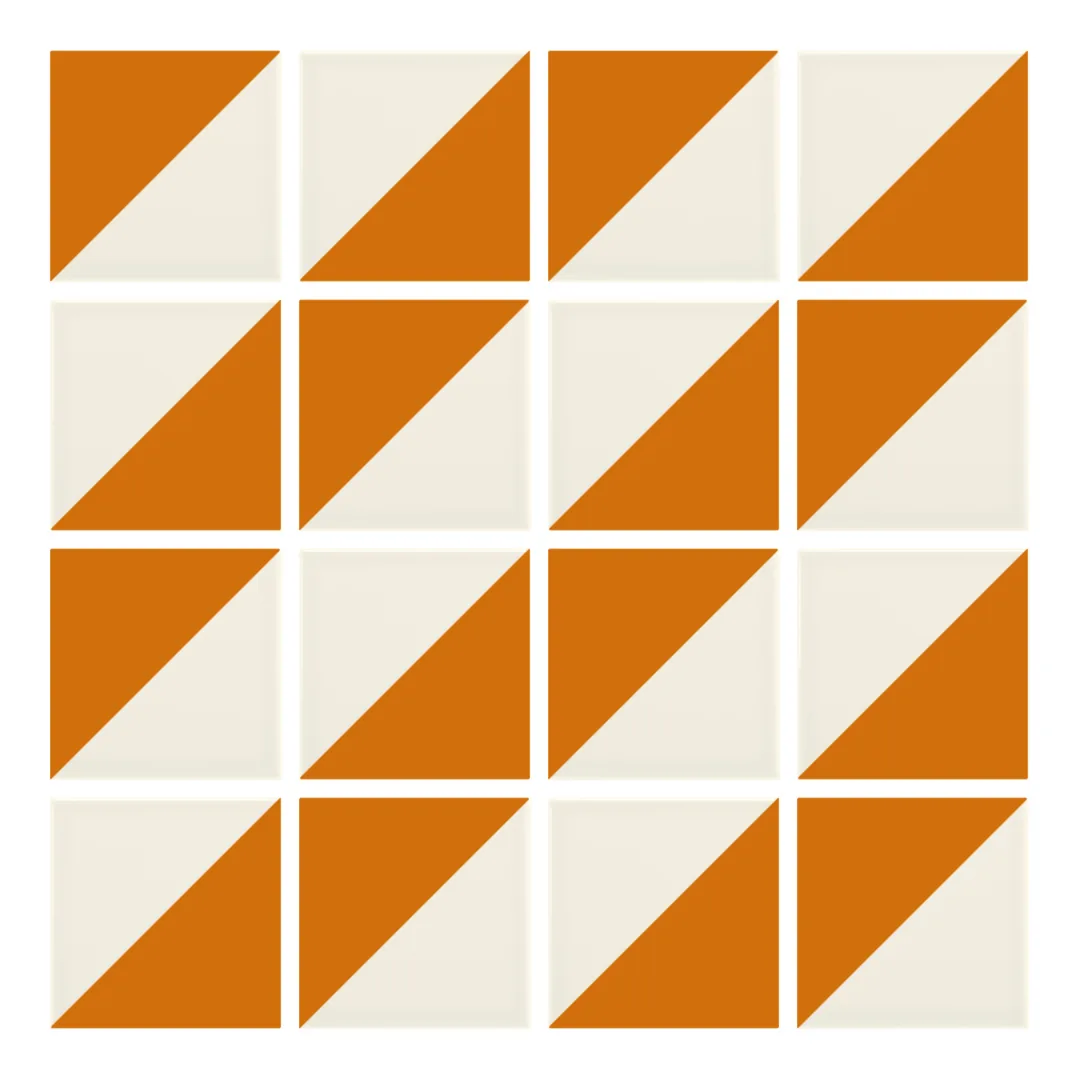 Patrón 2 de colocación de Azulejo Trigone Crema 10x10 Naranja Brillo
