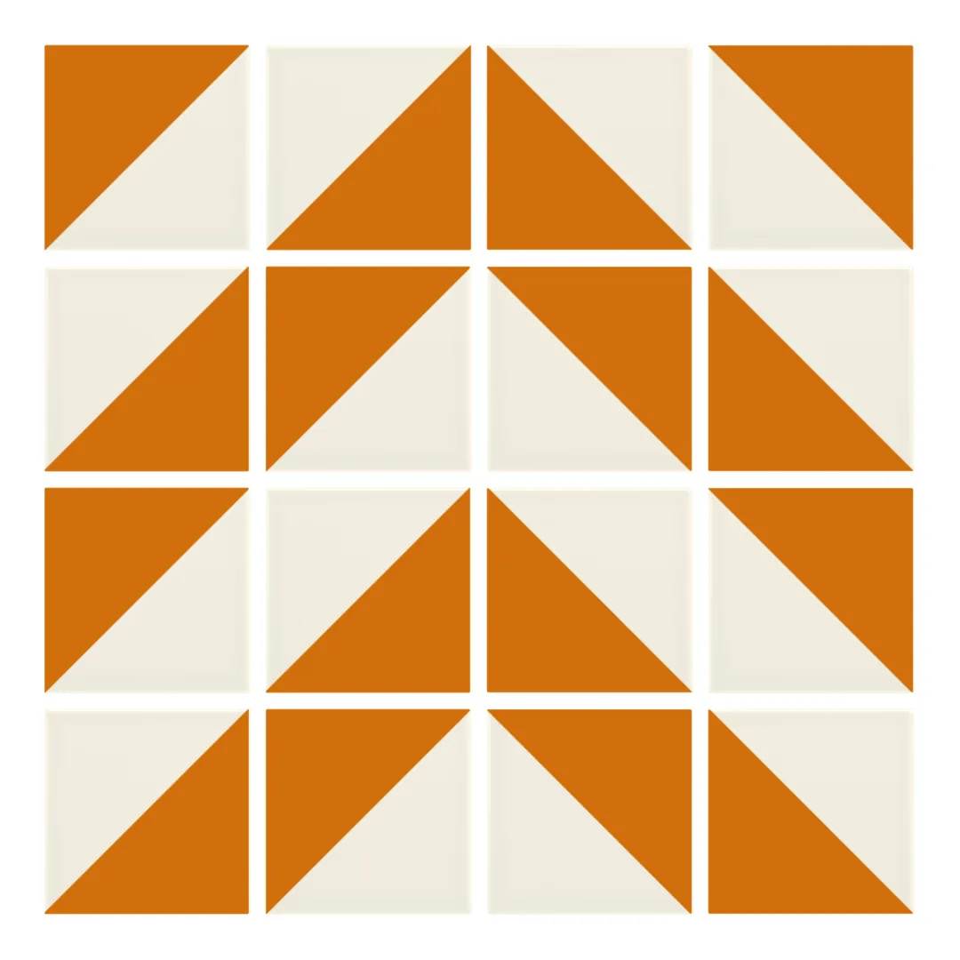 Patrón 4 de colocación de Azulejo Trigone Crema 10x10 Naranja Brillo