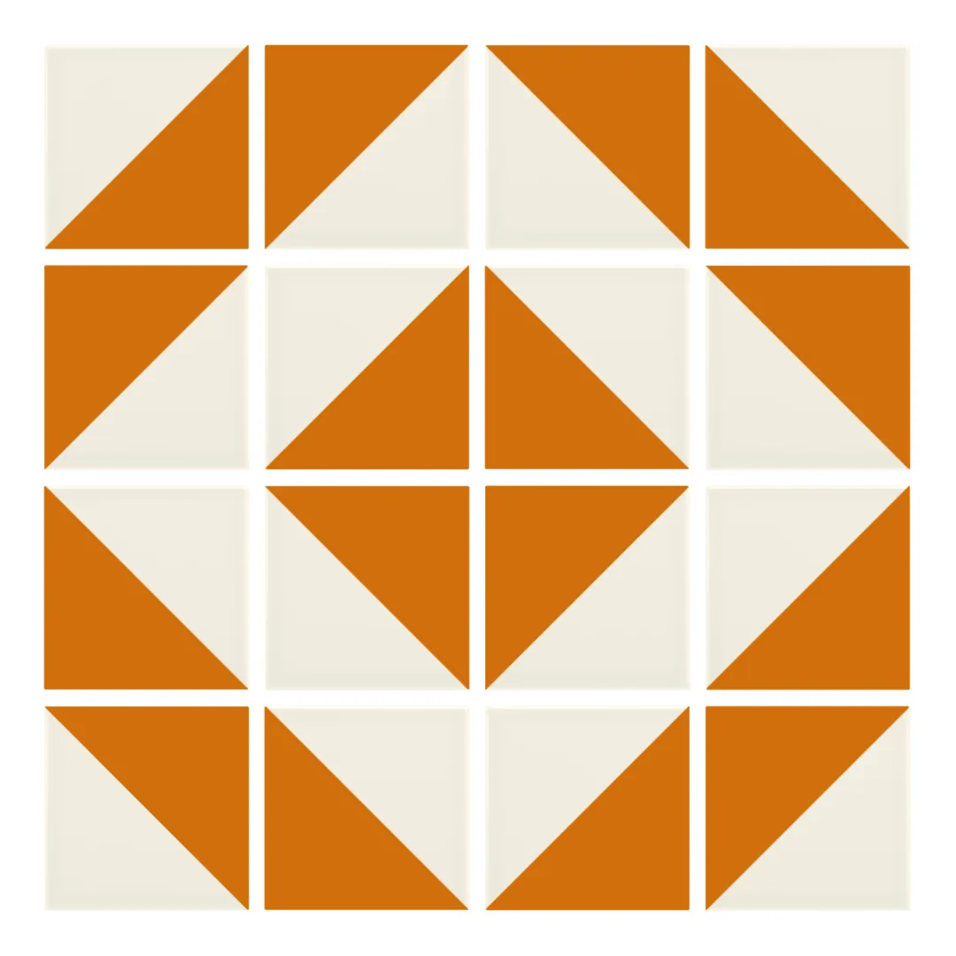 Patrón 5 de colocación de Azulejo Trigone Crema 10x10 Naranja Brillo