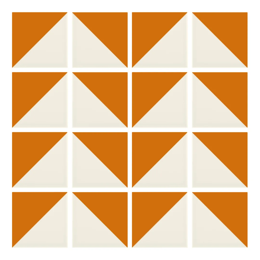 Patrón 6 de colocación de Azulejo Trigone Crema 10x10 Naranja Brillo