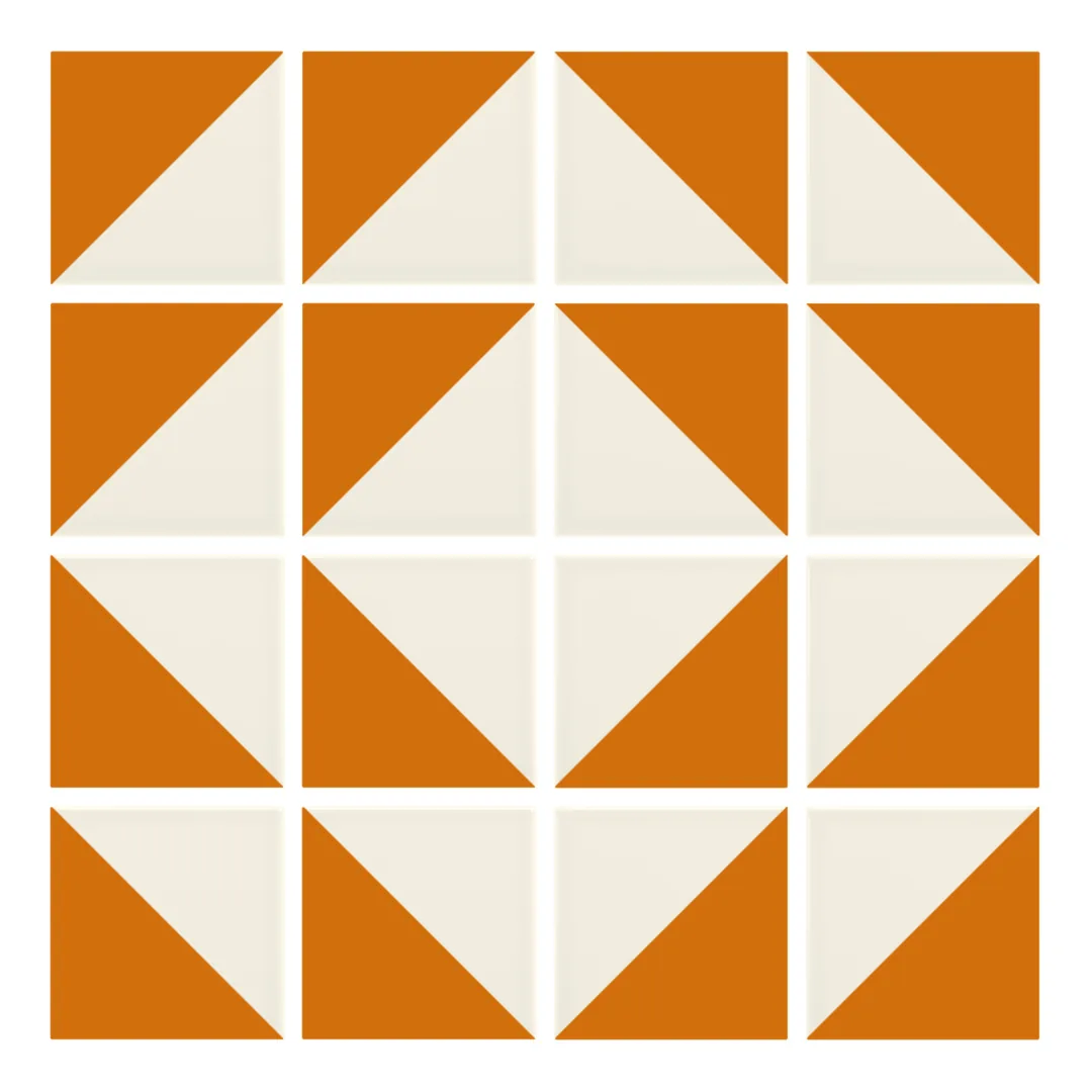 Patrón 7 de colocación de Azulejo Trigone Crema 10x10 Naranja Brillo