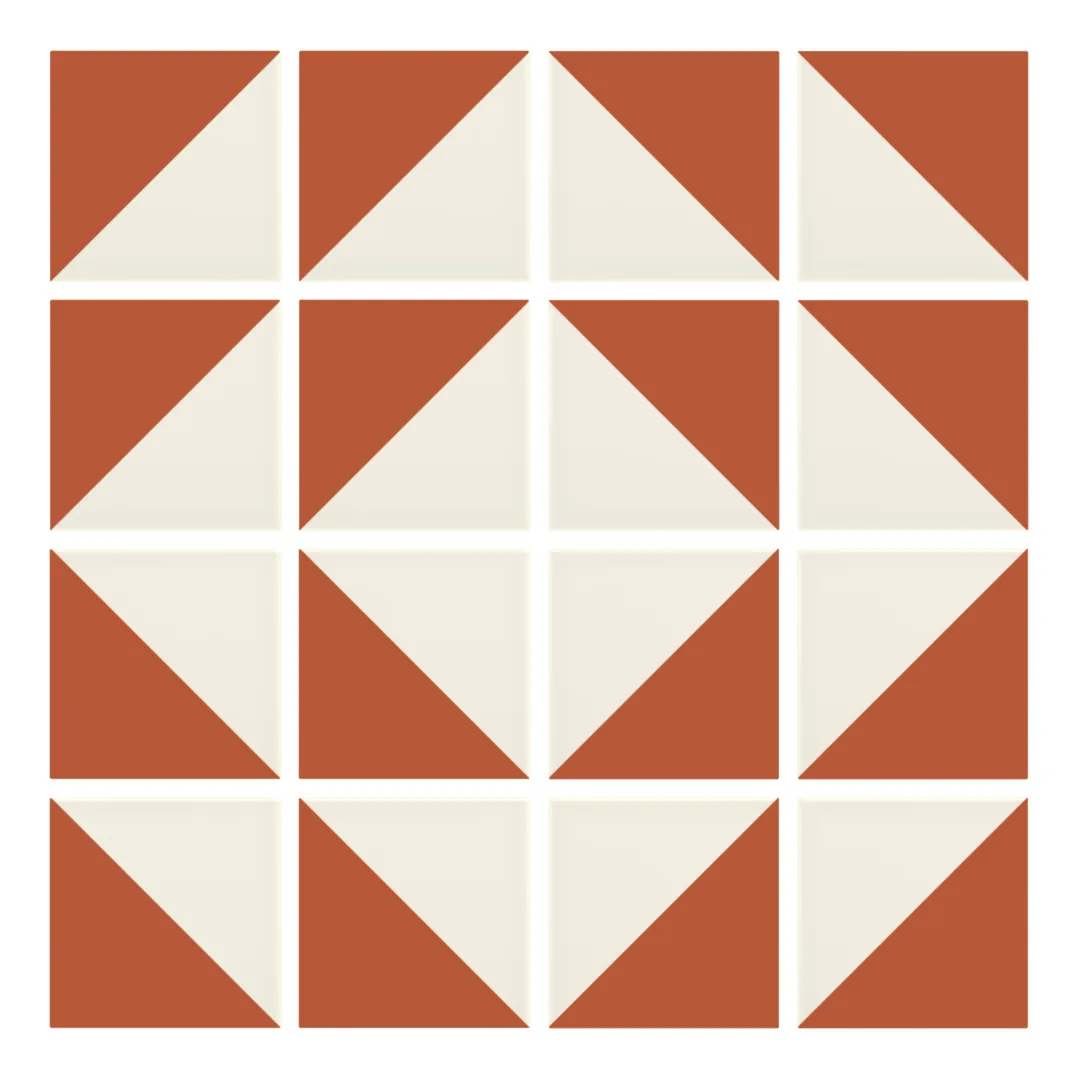 Patrón 7 de colocación de Azulejo Trigone Crema 10x10 Naranja Coral Mate