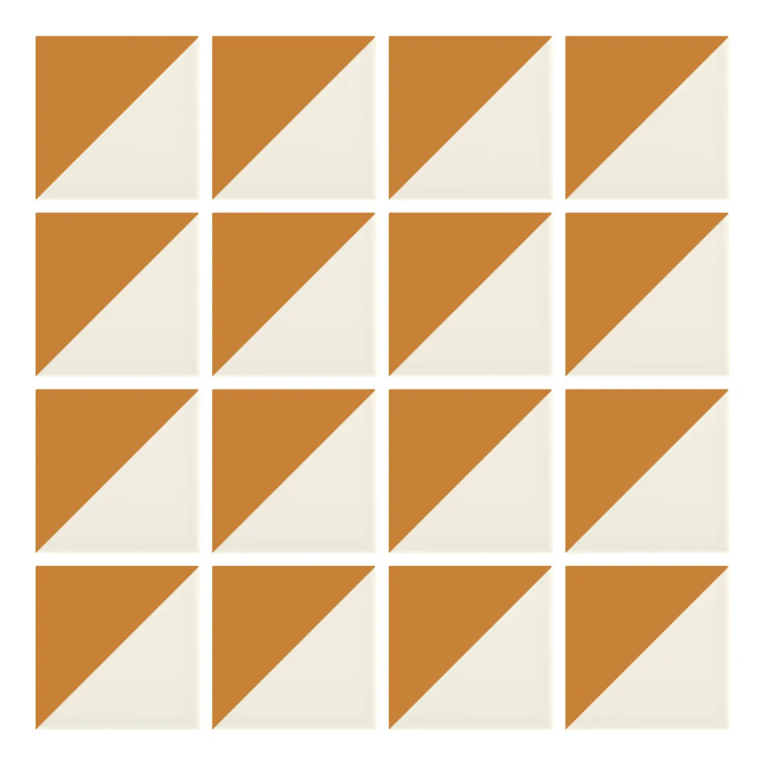 Patrón 1 de colocación de Azulejo Trigone Crema 10x10 Naranja Mango Mate