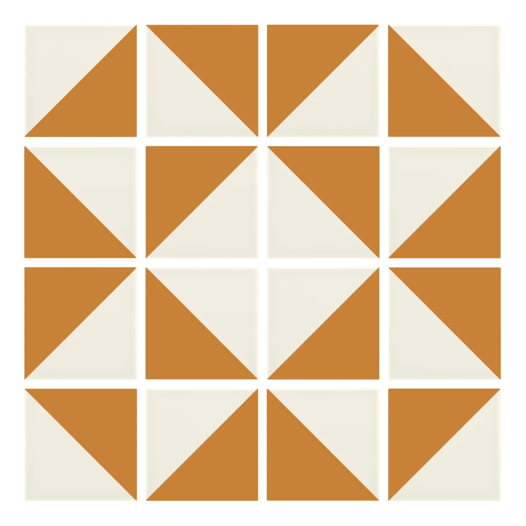 Patrón 3 de colocación de Azulejo Trigone Crema 10x10 Naranja Mango Mate