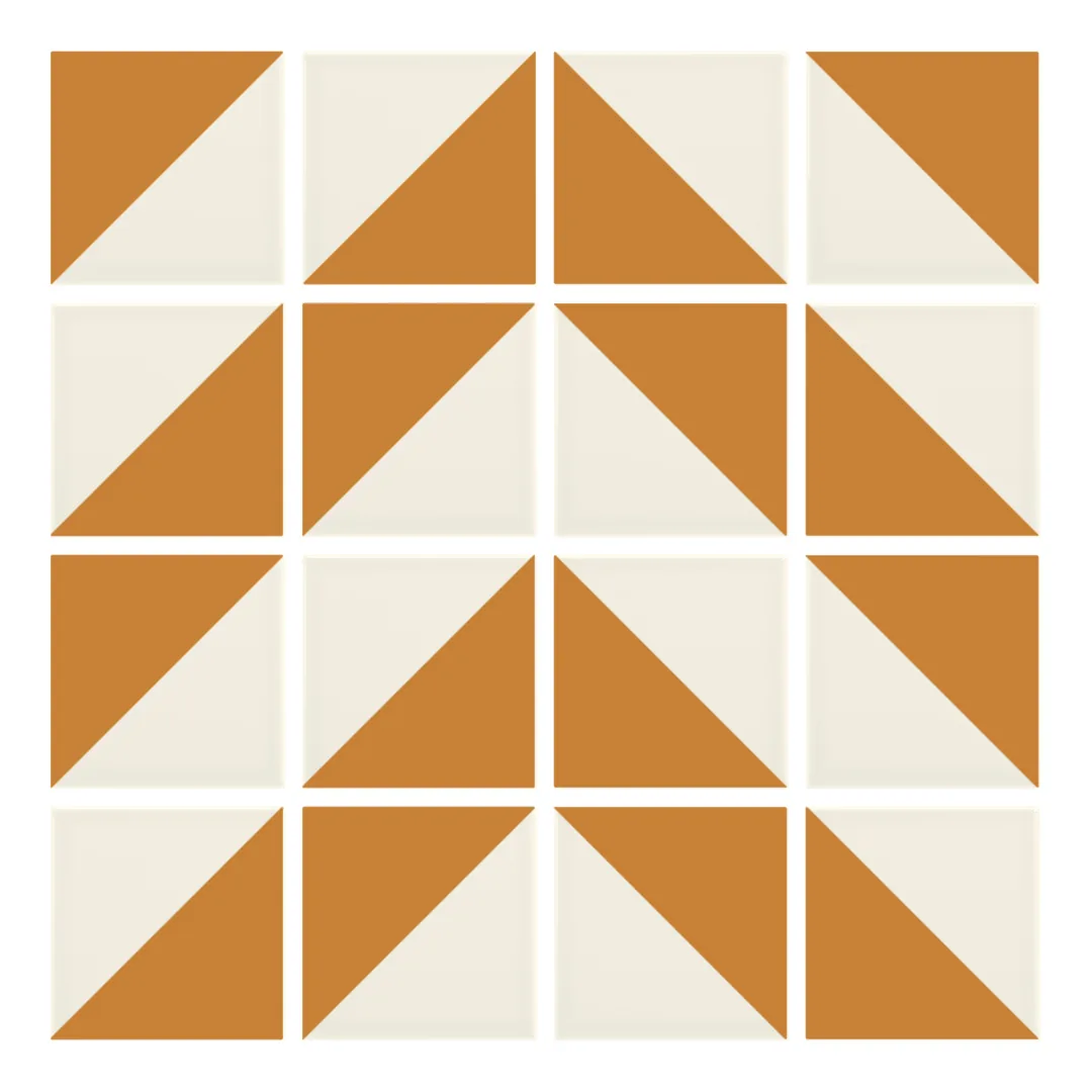 Patrón 4 de colocación de Azulejo Trigone Crema 10x10 Naranja Mango Mate