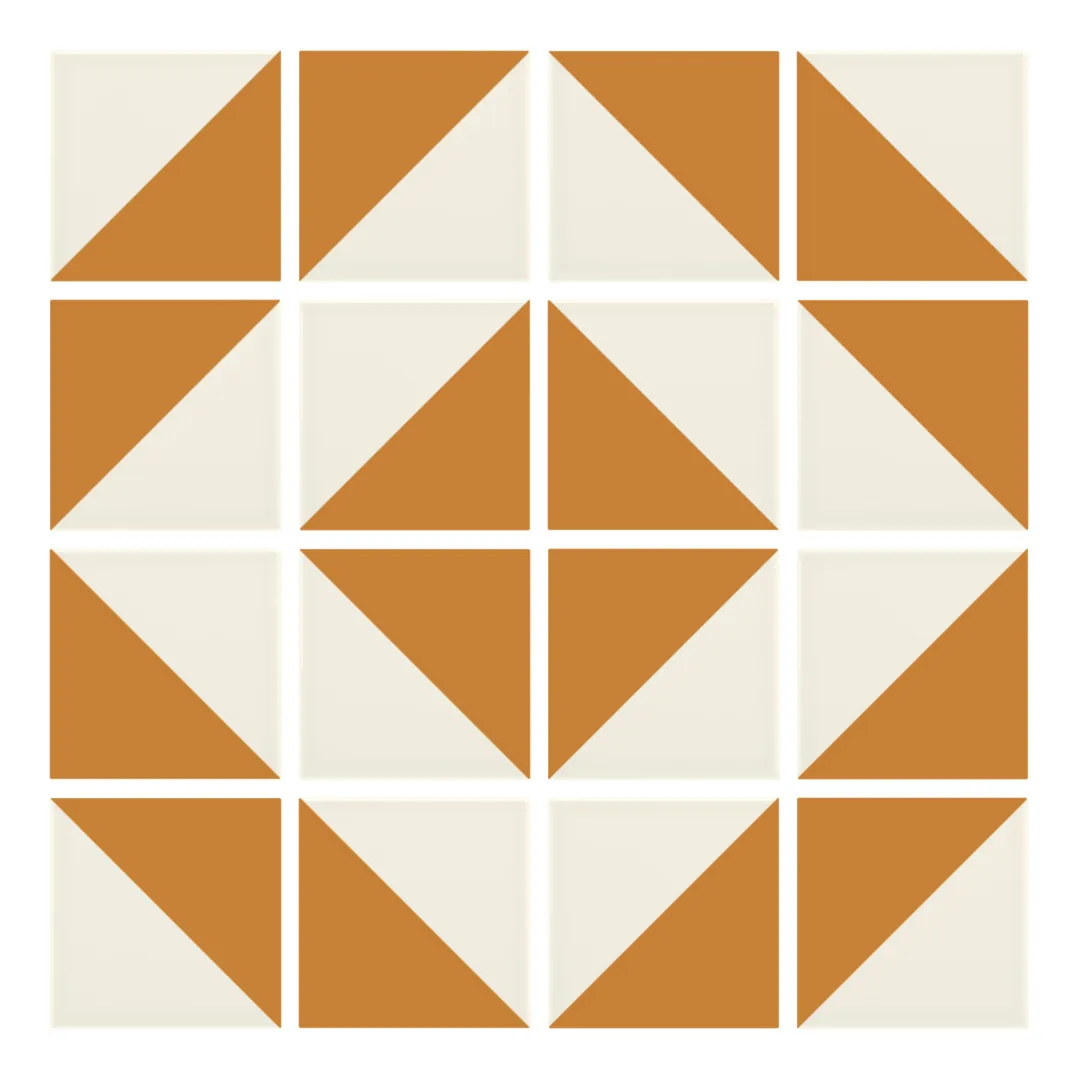 Patrón 5 de colocación de Azulejo Trigone Crema 10x10 Naranja Mango Mate
