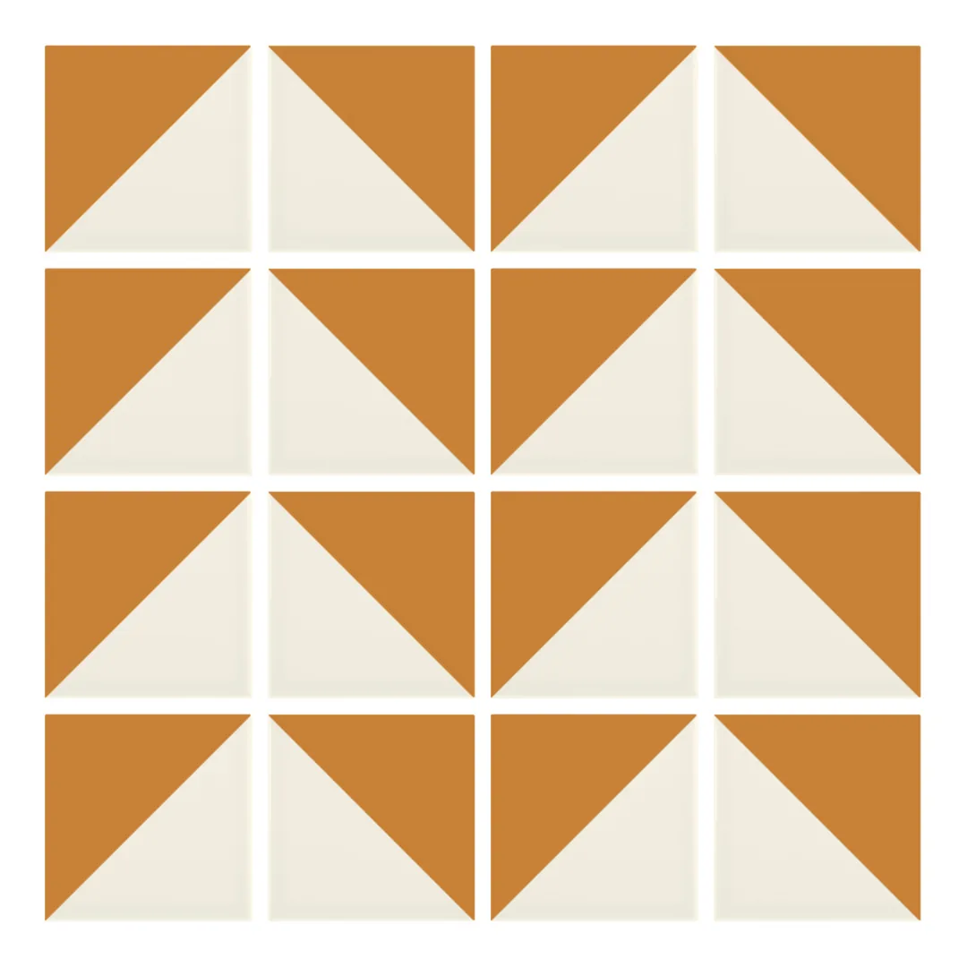 Patrón 6 de colocación de Azulejo Trigone Crema 10x10 Naranja Mango Mate