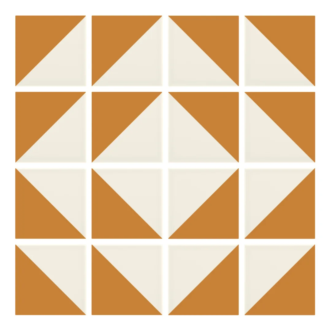 Patrón 7 de colocación de Azulejo Trigone Crema 10x10 Naranja Mango Mate
