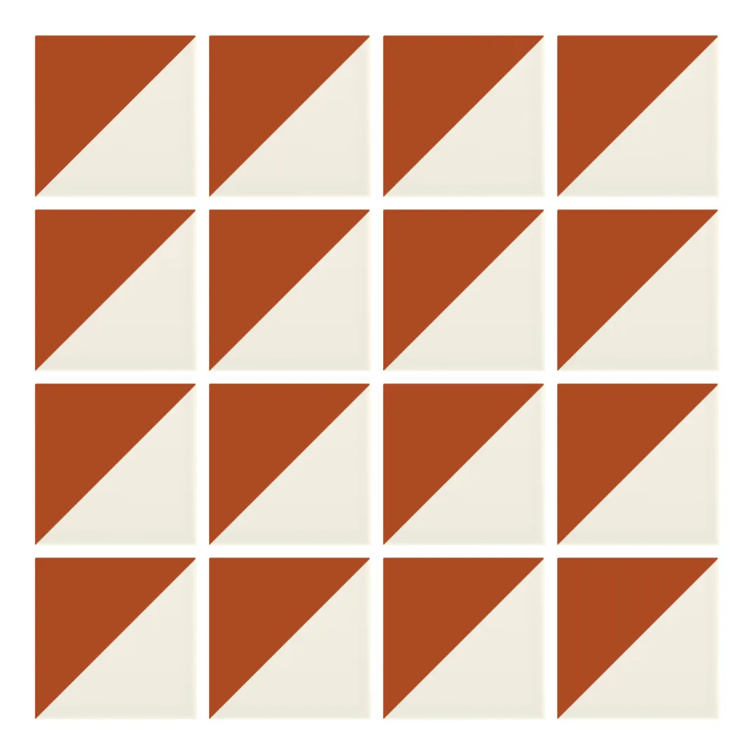 Patrón 1 de colocación de Azulejo Trigone Crema 10x10 Naranja Oscuro Brillo