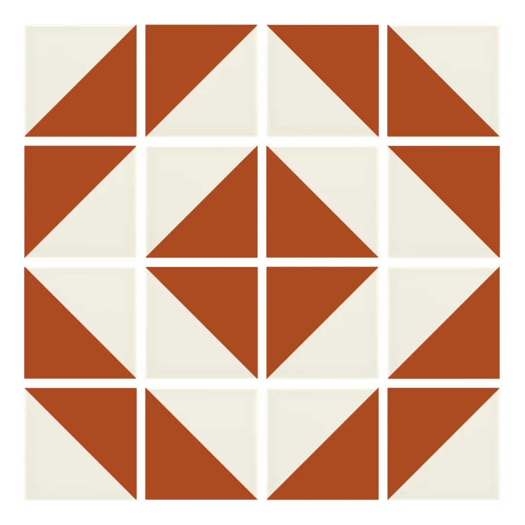 Patrón 5 de colocación de Azulejo Trigone Crema 10x10 Naranja Oscuro Brillo