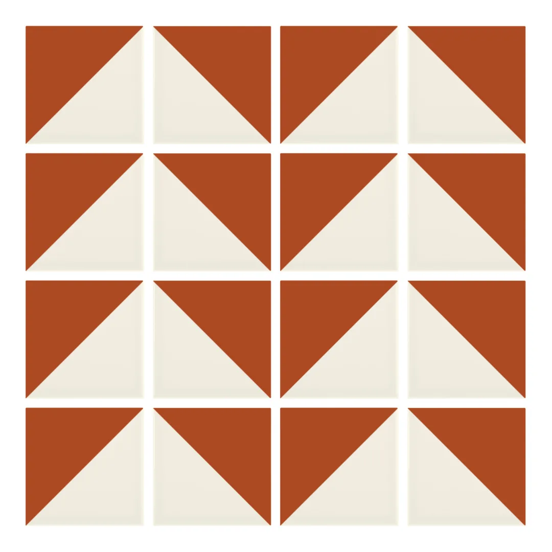 Patrón 6 de colocación de Azulejo Trigone Crema 10x10 Naranja Oscuro Brillo