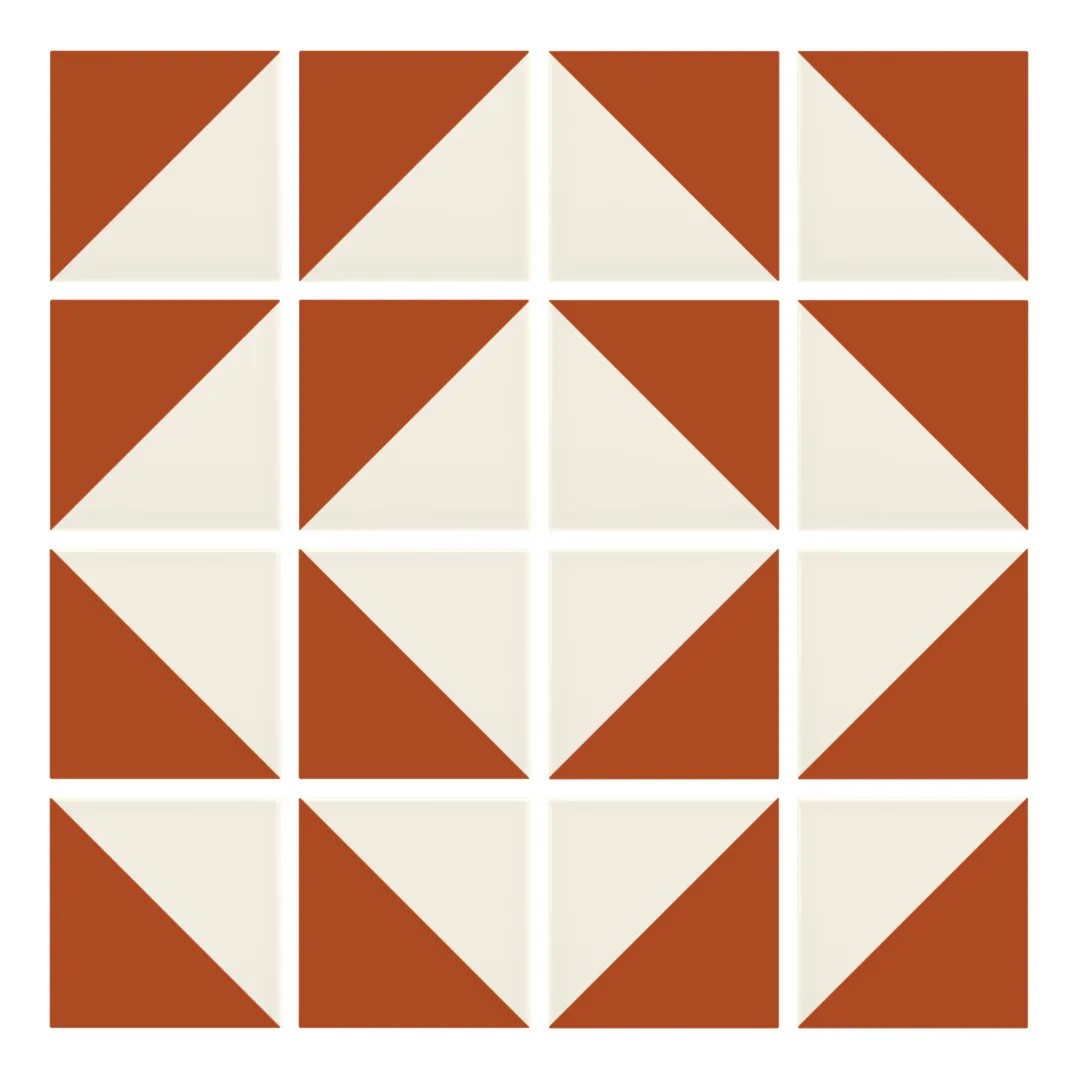 Patrón 7 de colocación de Azulejo Trigone Crema 10x10 Naranja Oscuro Brillo