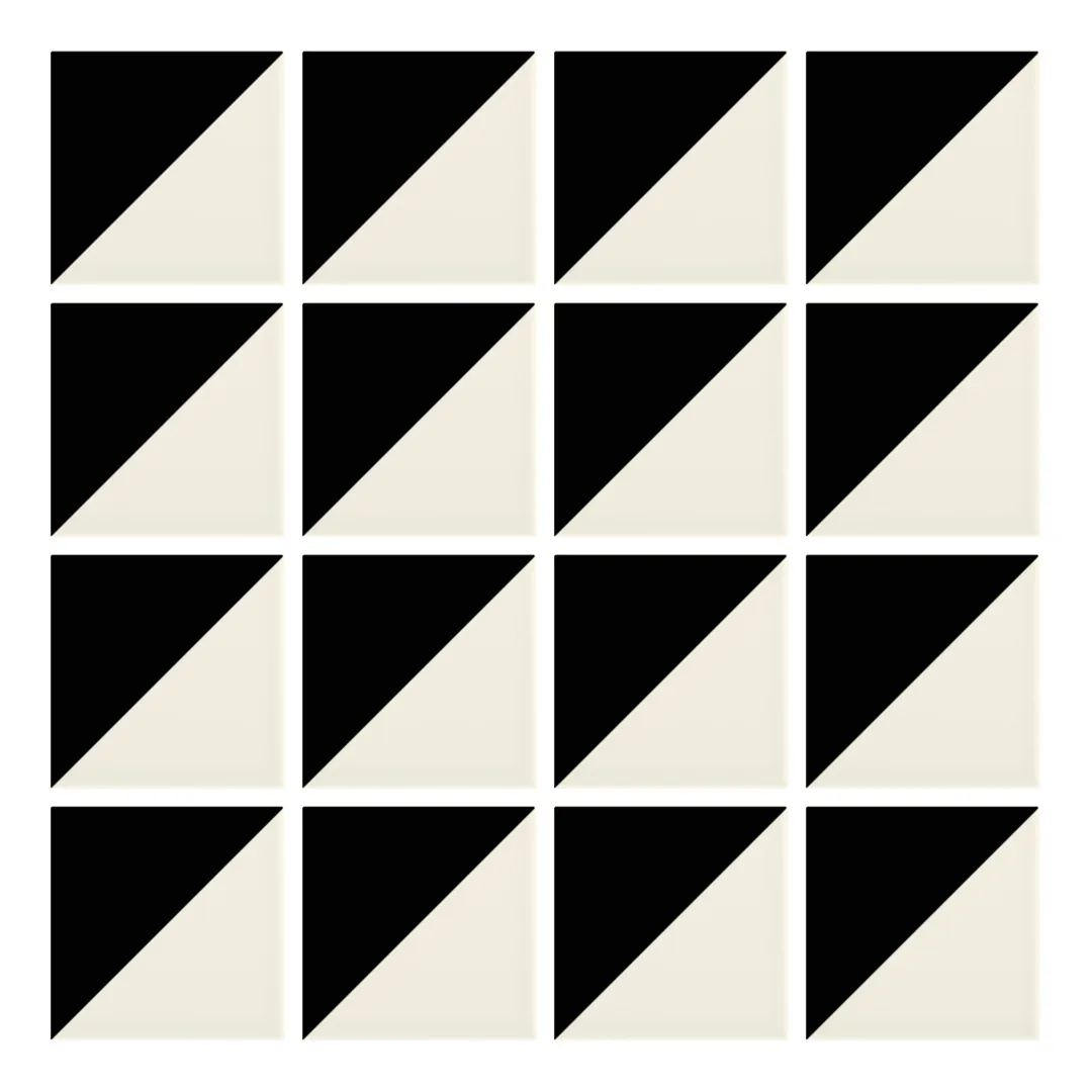 Patrón 1 de colocación de Azulejo Trigone Crema 10x10 Negro Brillo